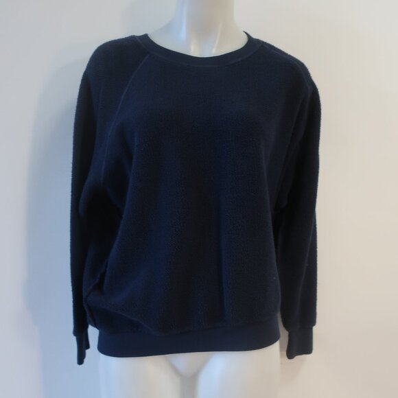 Womens PerfectWhiteTee Navy Blue Terry Sweater L - Picture 1 of 5